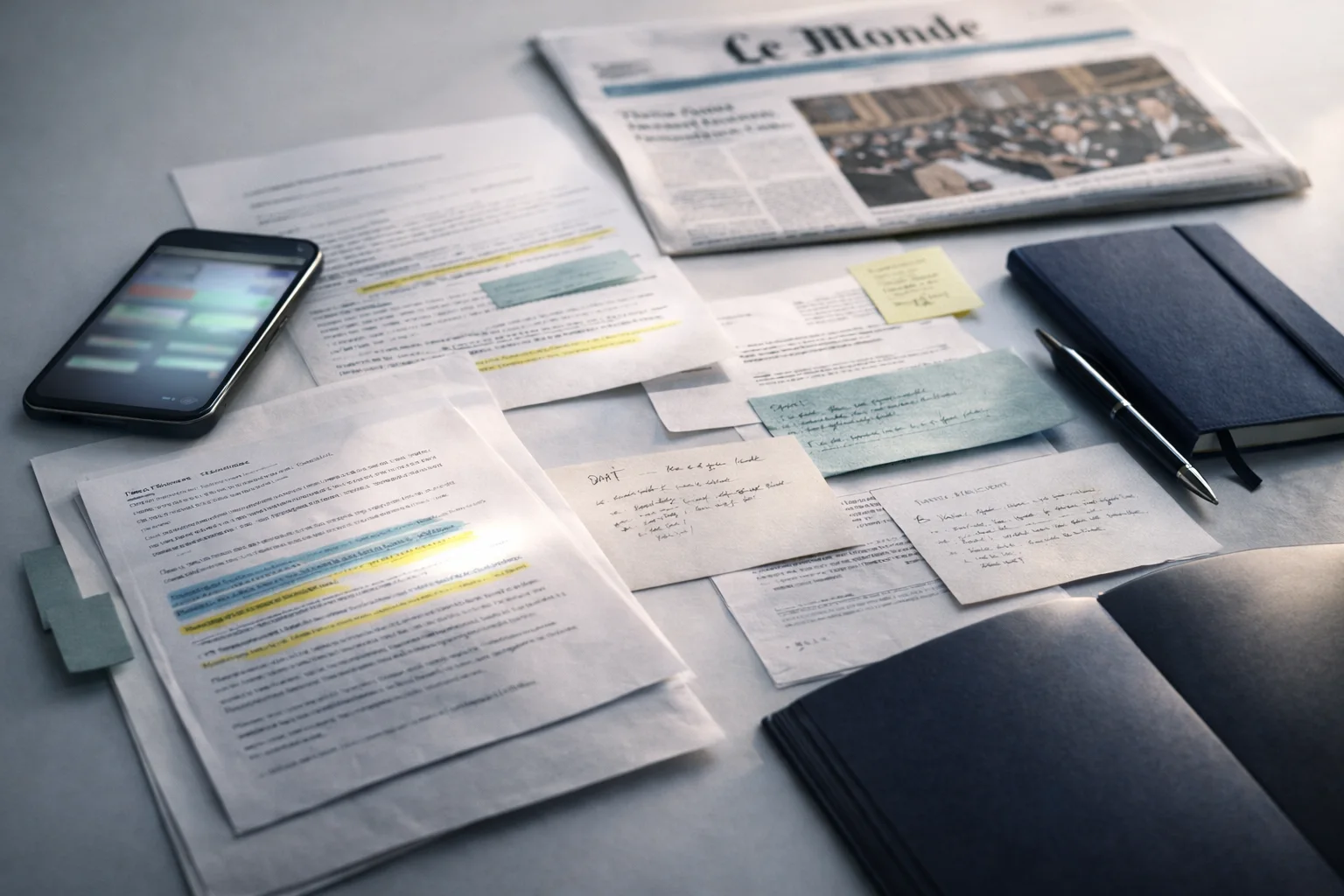 Espace de travail politique et médiatique.